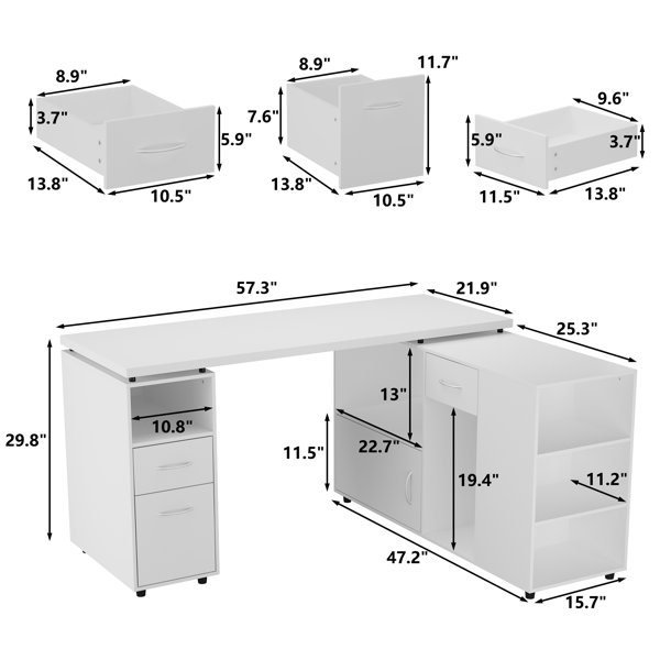 Latitude Run® Meriann LShaped Executive Desk Wayfair Canada